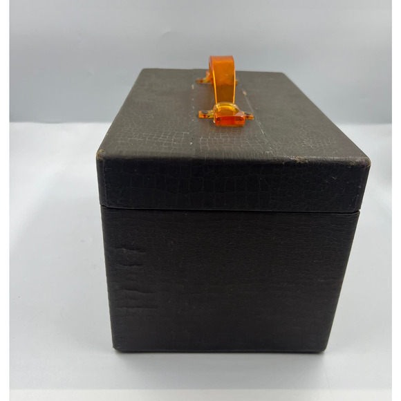 Vintage Snake Skin Mini Train Travel Case Carry On Luggage Handle MCM Distressed - Picture 5 of 16